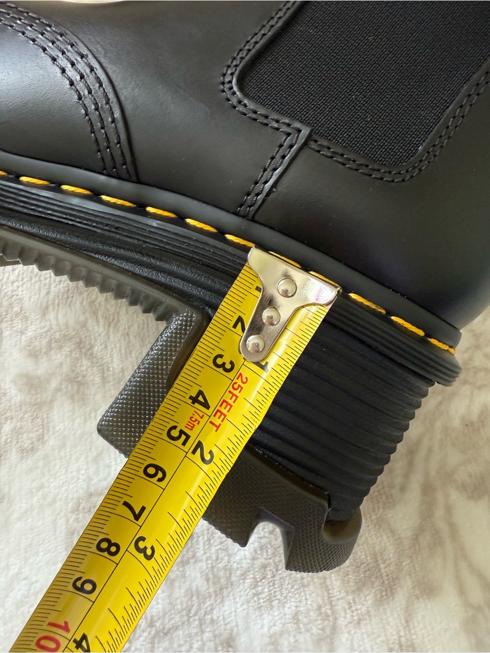 Dr. Martens Corran Black Leather Chelsea Lug Boots with Yellow Stitching - Picture 6 of 14